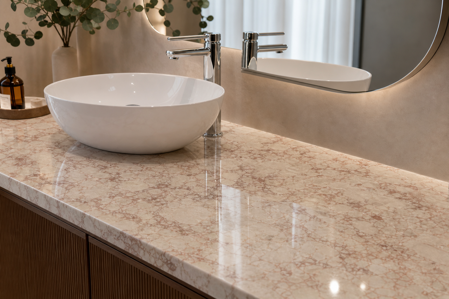 Cherry Viola — bathroom vanity application
